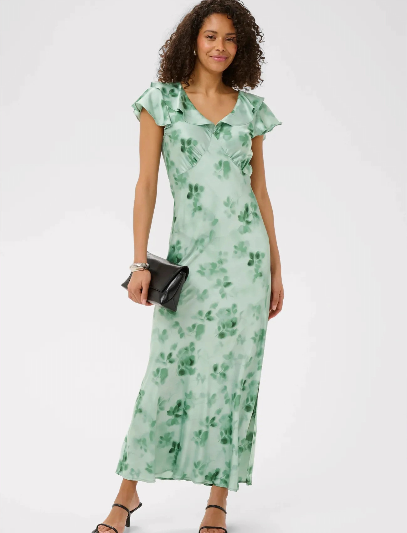 Kaffe Kasadie Frill Dress, 44, Green, Kjoler > Cocktailkjoler, Dame