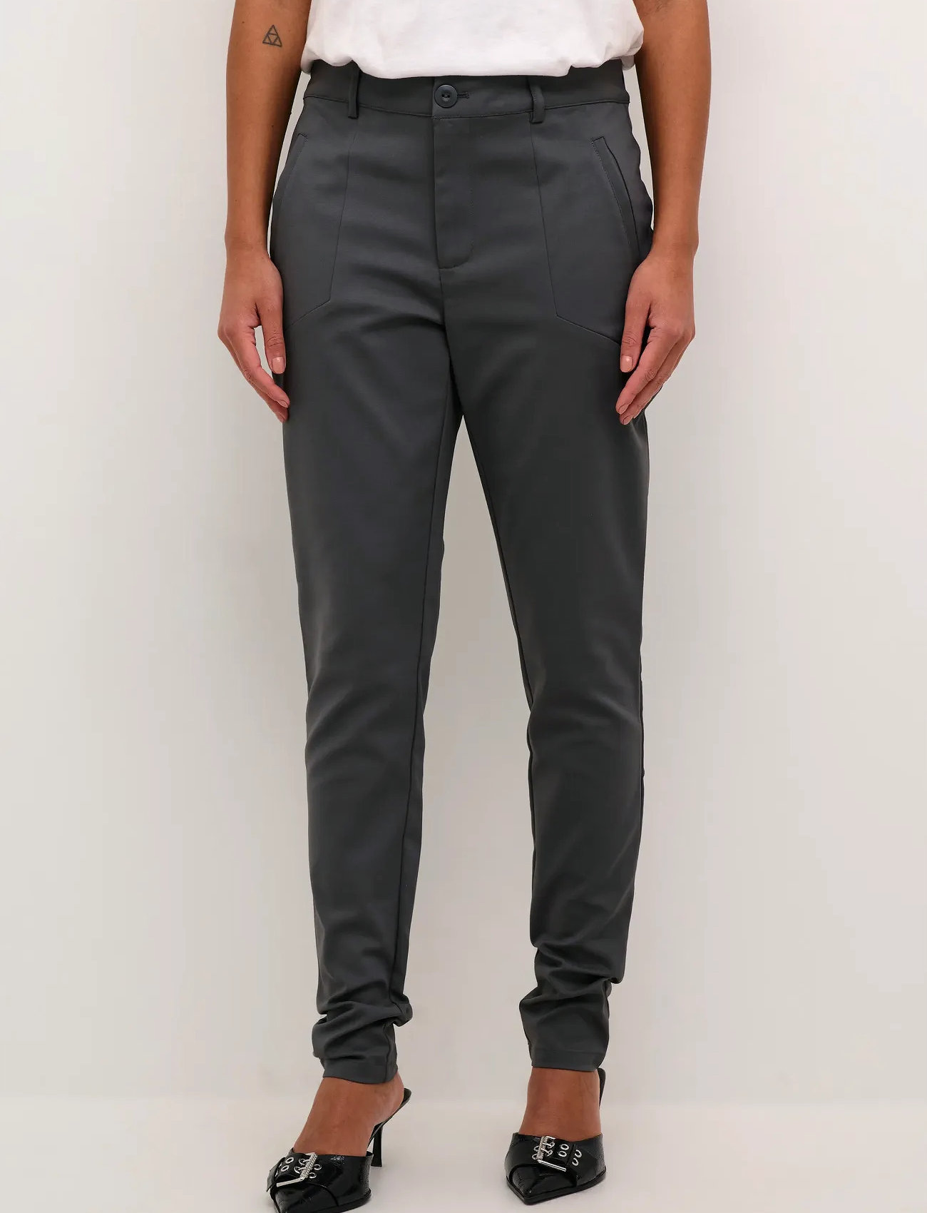 Kaffe Vera Pant, 36, Grey, Bukser > Slim Fit-Bukser, Dame