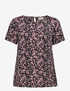 KAgardana Blouse - short-sleeved blouses - candy pink / grape leaf flower