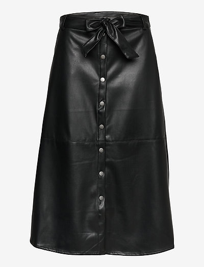 KAsumi HW Fake Leather Skirt - midi kjolar - black deep