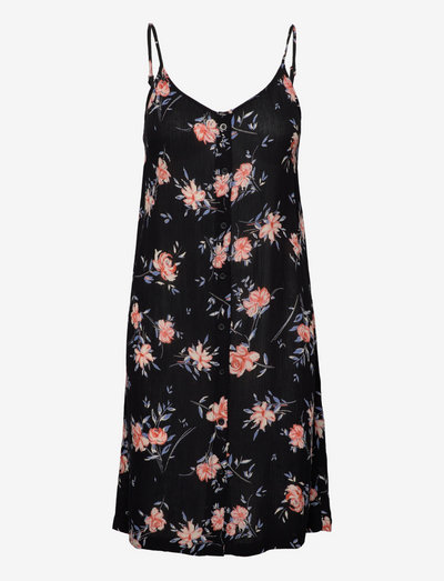 KAvilia Amber Strap Dress - sommerkjoler - black / peach flower print