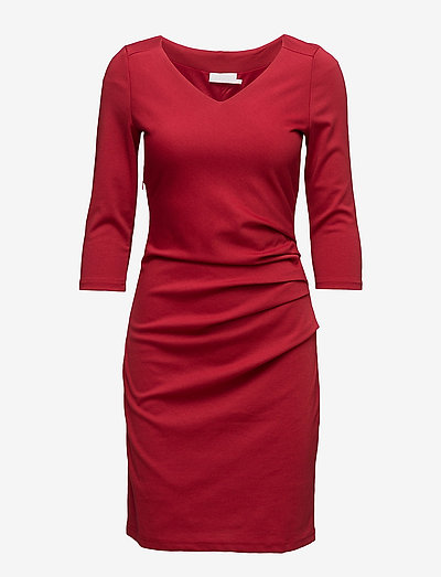 India V-Neck 3/4 SL - korta klänningar - haute red