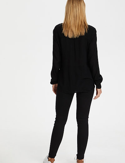Amber L/S Blouse- MIN 2 - long sleeved blouses - black