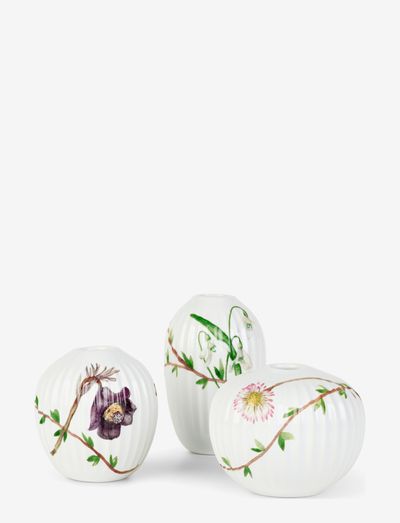 Hammershøi Spring Vase miniature w. deco 3 pcs. - vasen - white w. deco