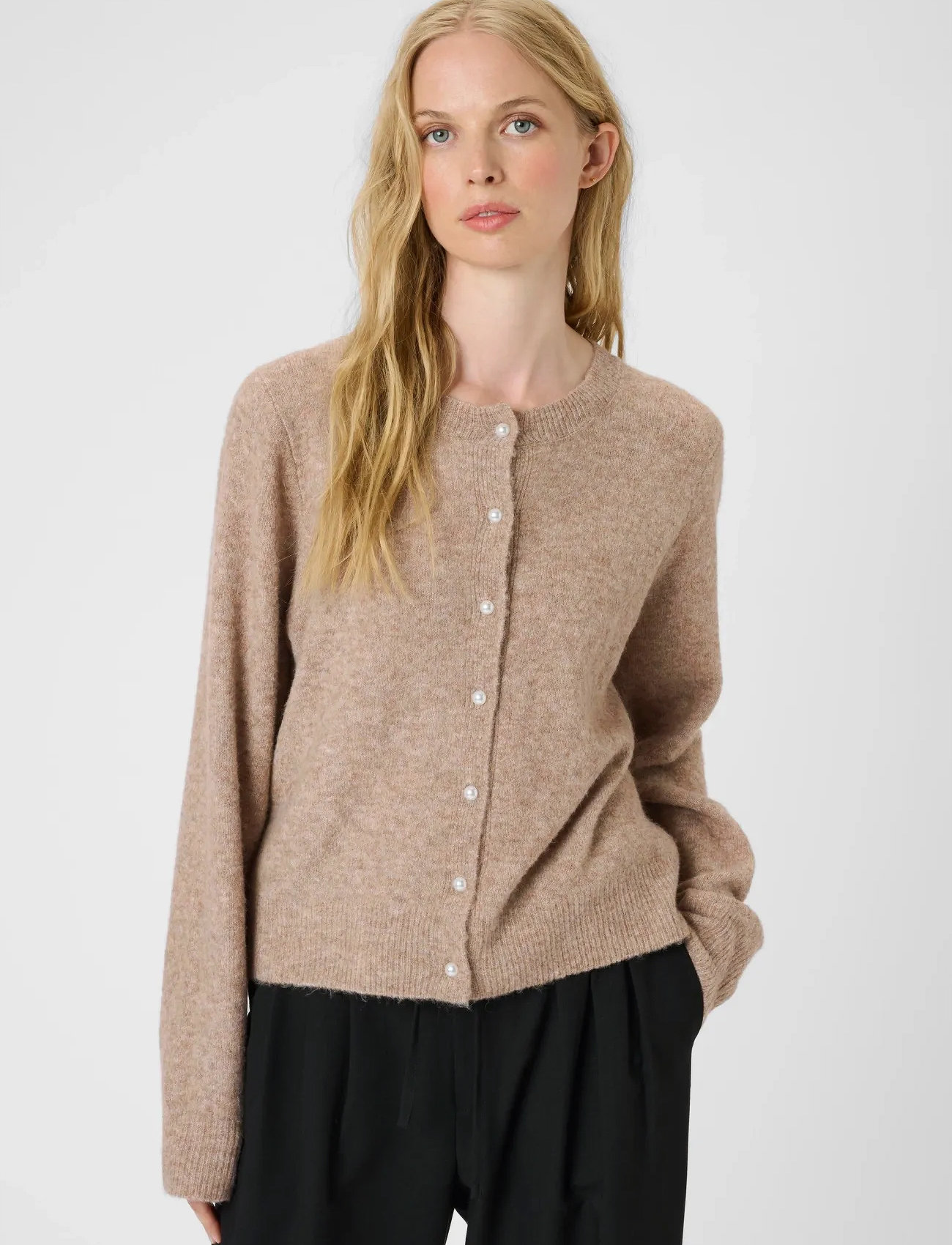 Karen By Simonsen Kbnoabelle Plain Cardigan, L, Beige, Strik > Cardigans, Dame