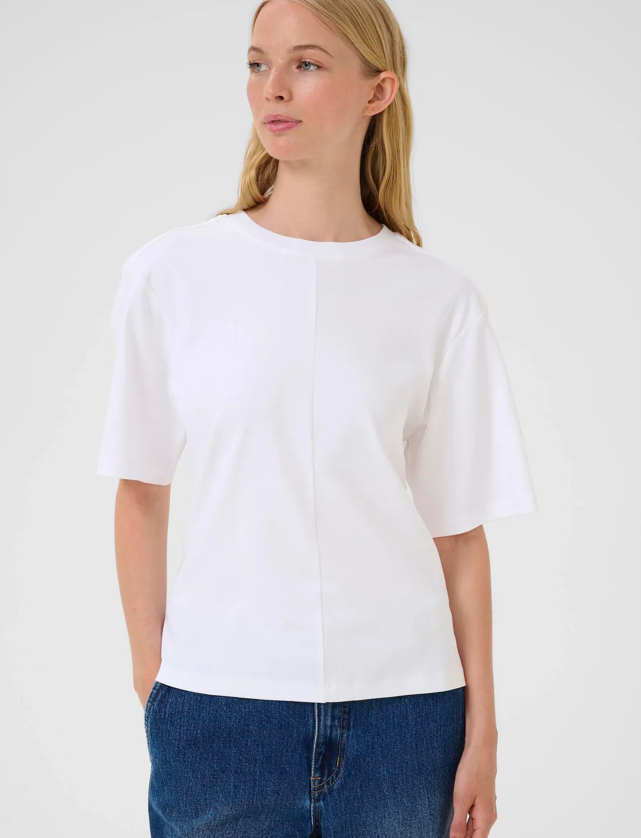 Karen By Simonsen Kbnooma Waist Tee, XL, White, T-Shirts & Toppe > Kortærmede, Dame