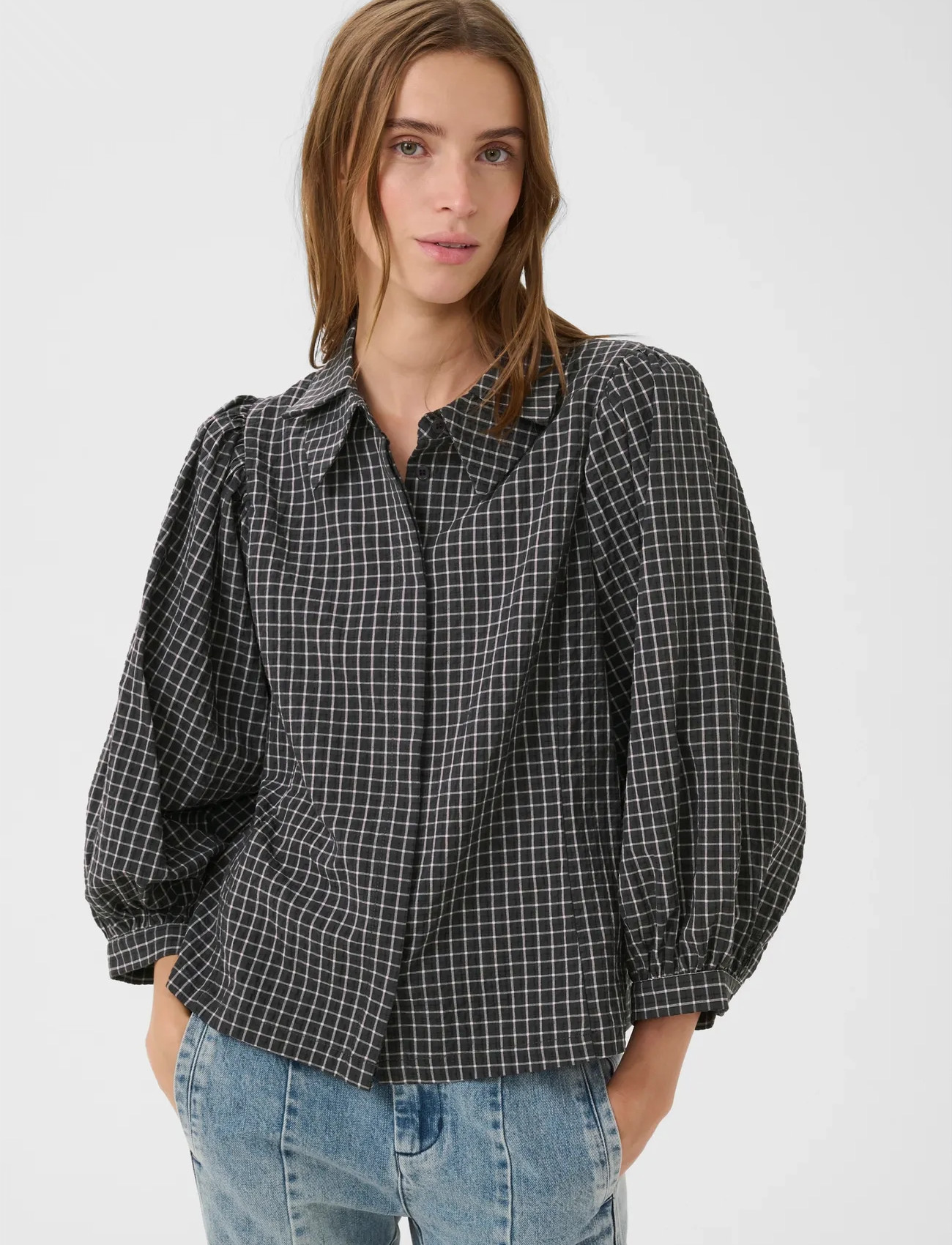 Karen By Simonsen Kbellen Frosty Blouse, 44, Grey, Bluser > Langærmede, Dame