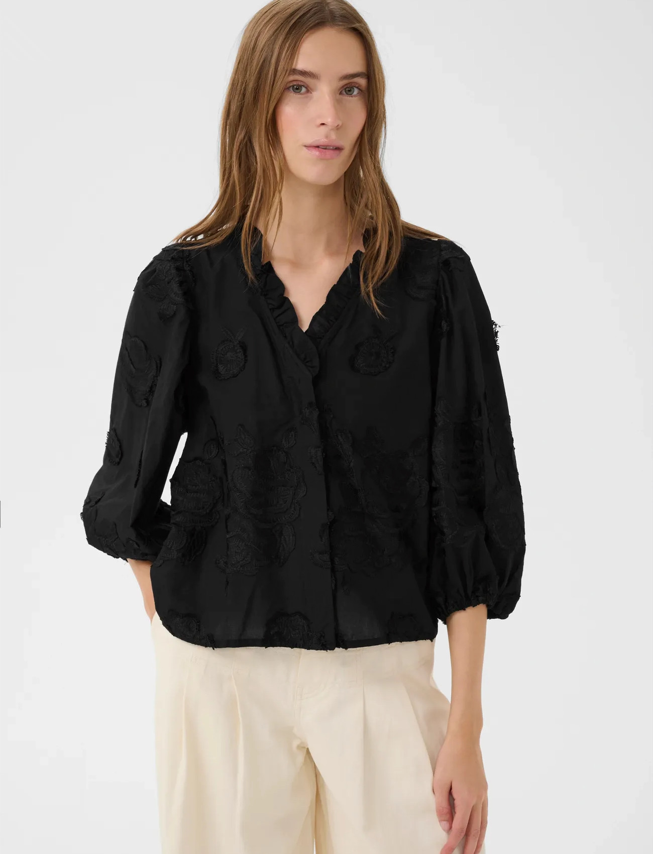 Karen By Simonsen Kbermine Shirt, 40, Black, Bluser > Langærmede, Dame
