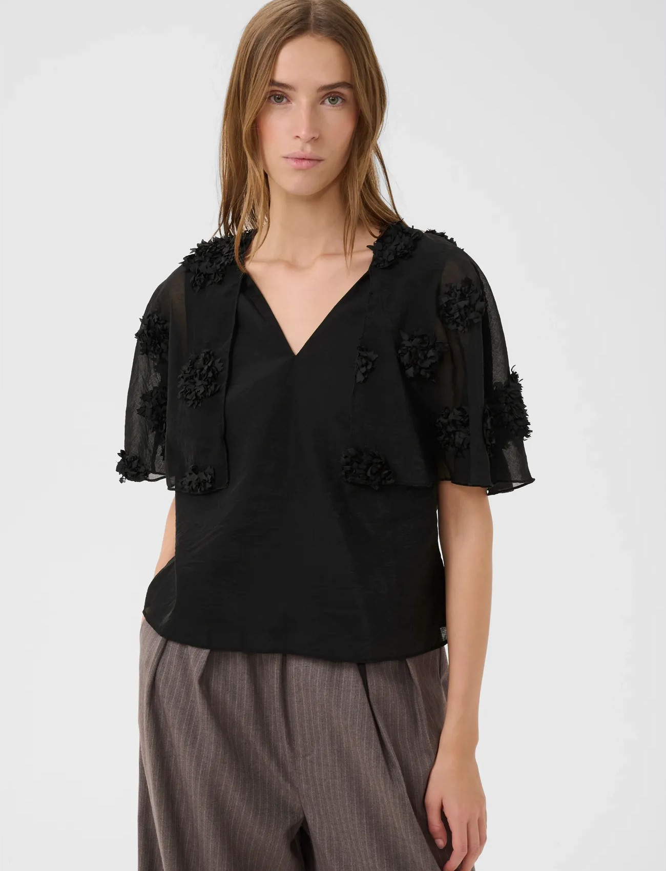 Karen By Simonsen Kbfrederikke Blouse, 40, Black, Bluser > Kortærmede, Dame