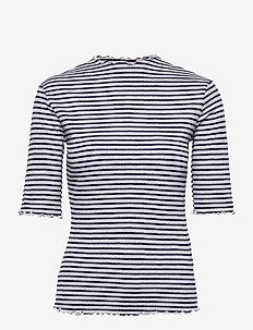CandaceKB Stripe SS - t-shirts - gray melange/night sky stripe