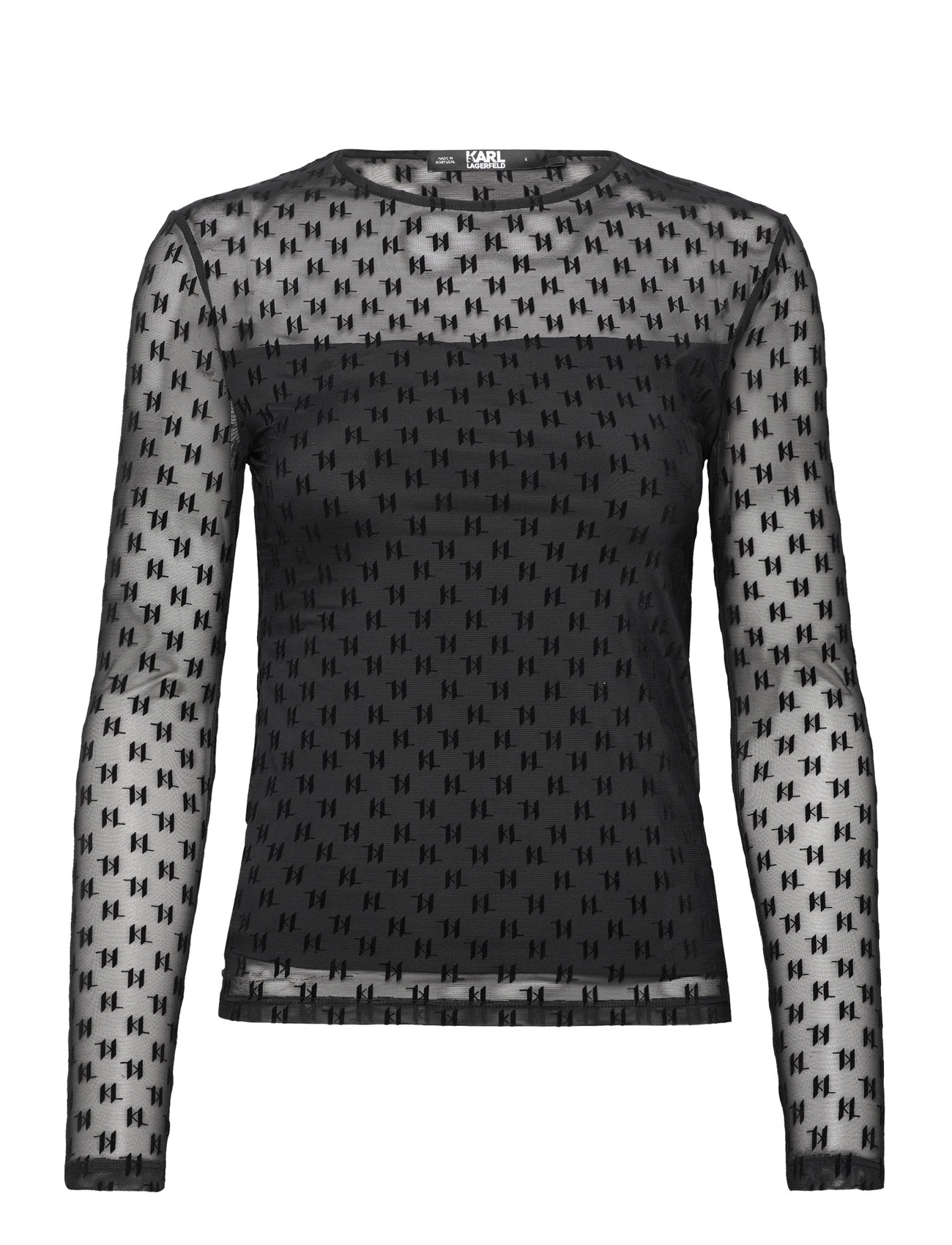 Kl Mesh Lslv Top Black Karl Lagerfeld