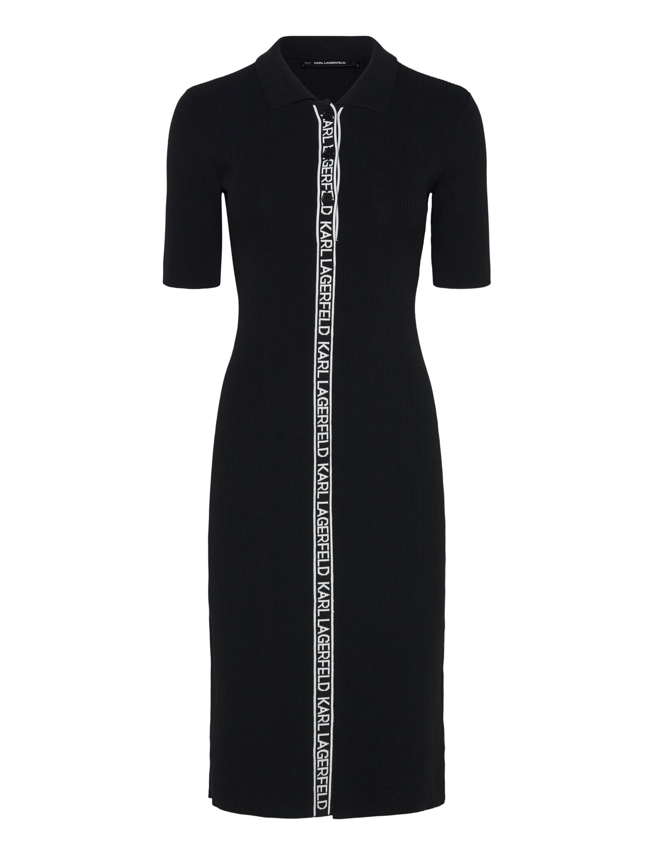 Sslv Logo Knit Dress Knelang Kjole Black Karl Lagerfeld