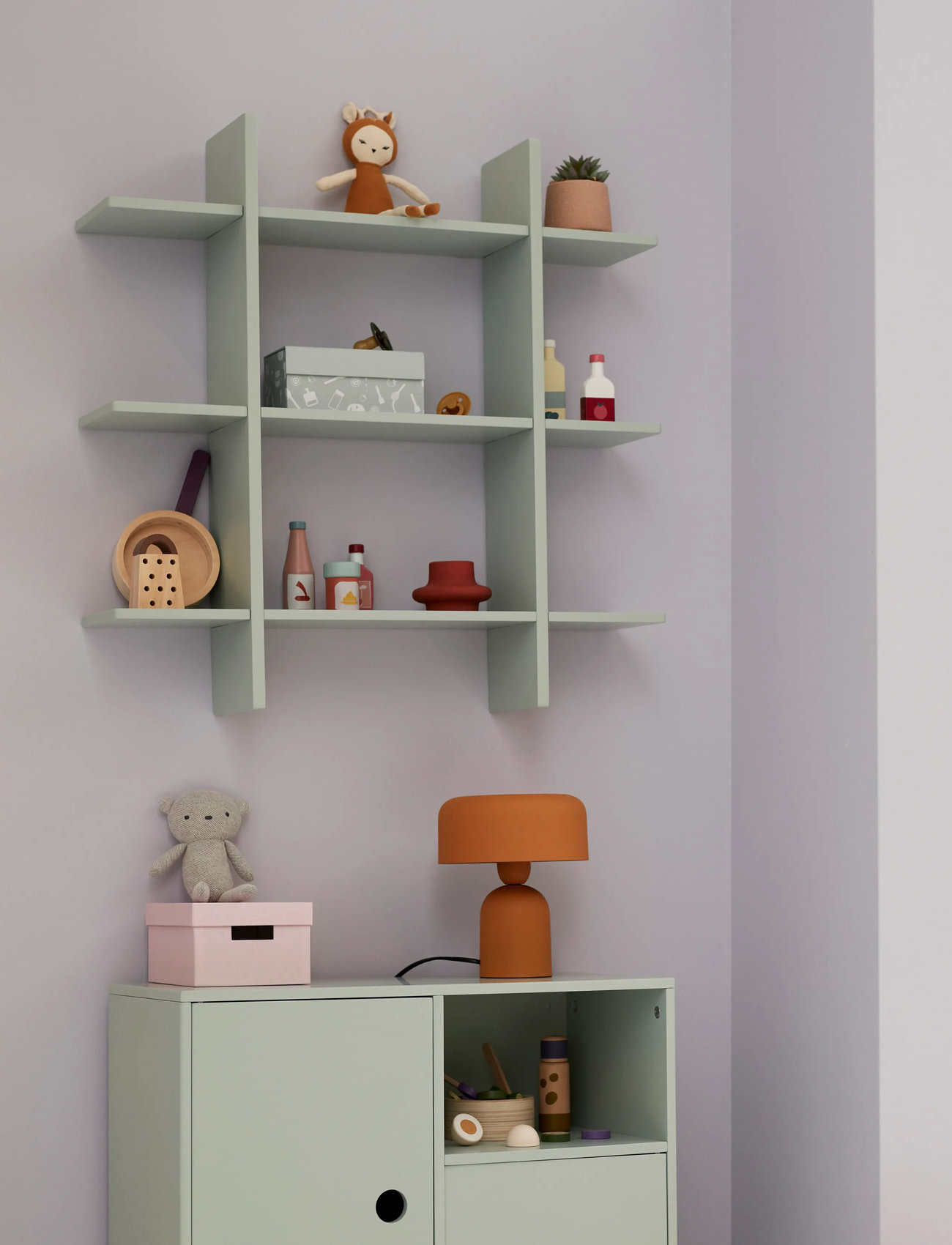 Kid's Concept Wall Shelf 3 Level Light Green, One Size, Green, Møbler > Hylder, Børn
