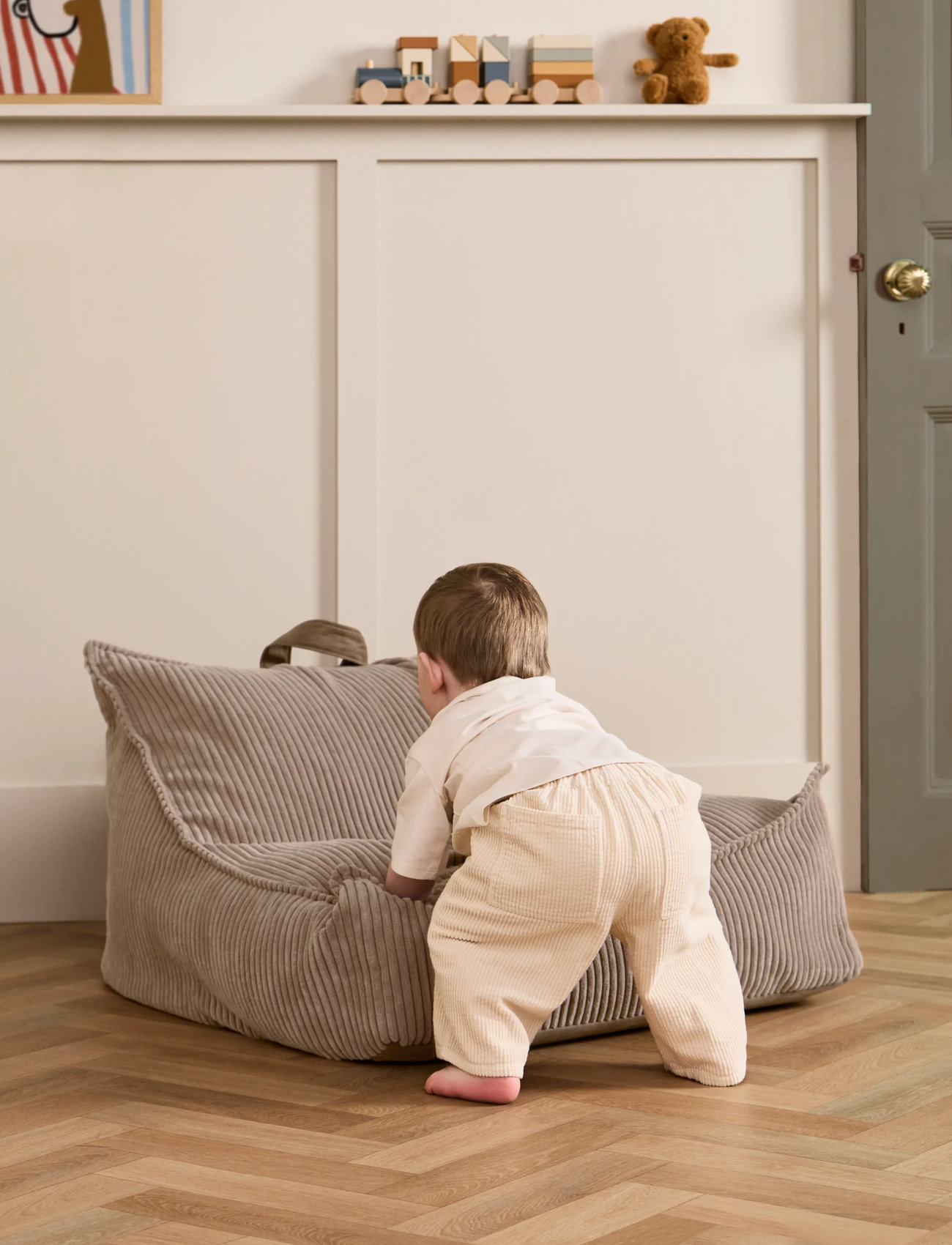Kid's Concept Bean Bag Grey/Brown, One Size, Beige, Møbler > Puffer, Børn