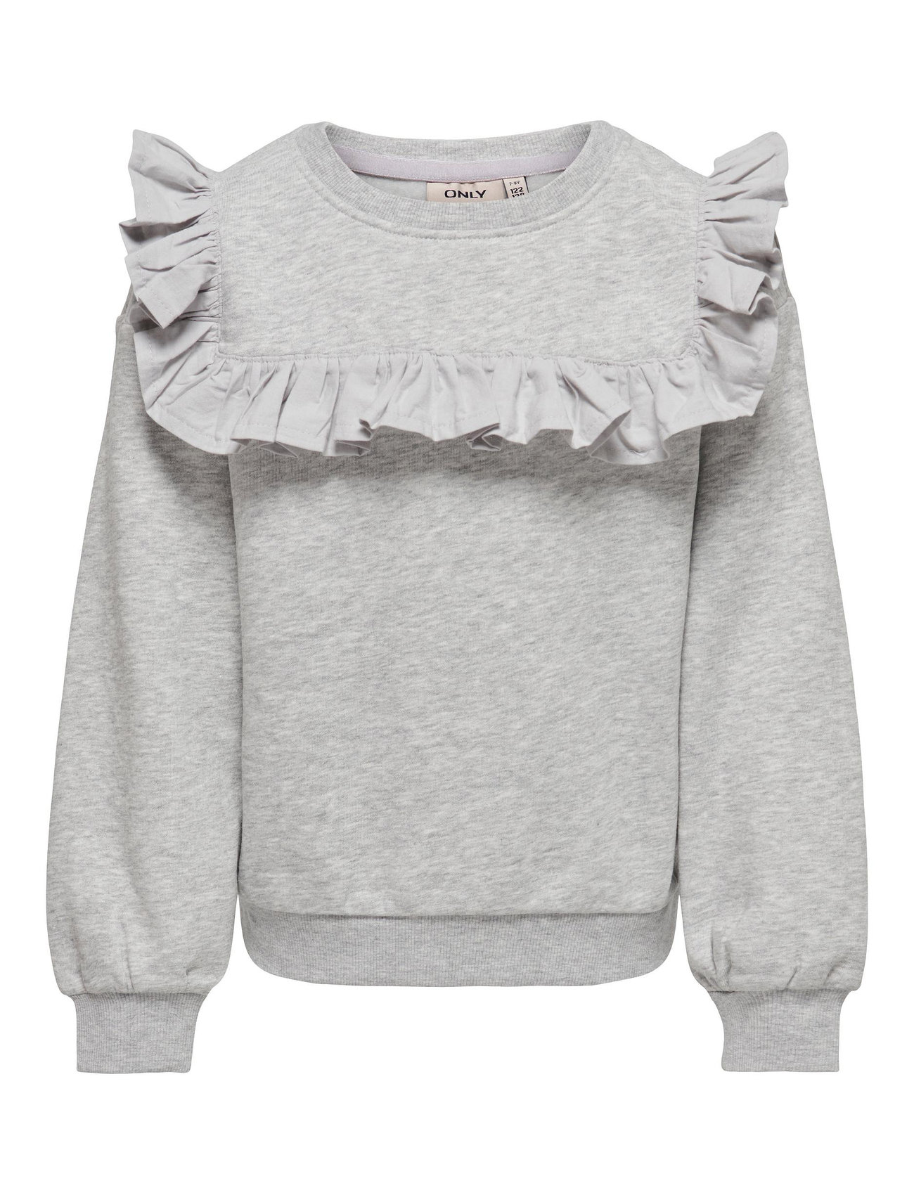 Kogofelia L/S Frill O-Neck Bo Swt Grey Kids Only