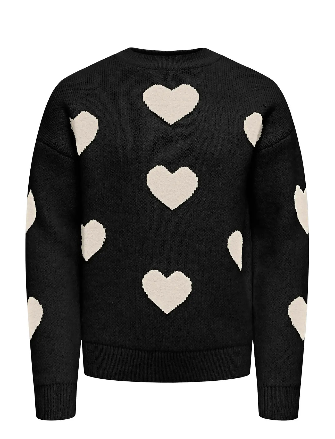 Kids Only Kognaja L/S Flower Pullover Knt, 146-152, Black, Strik > Pullovere, Børn