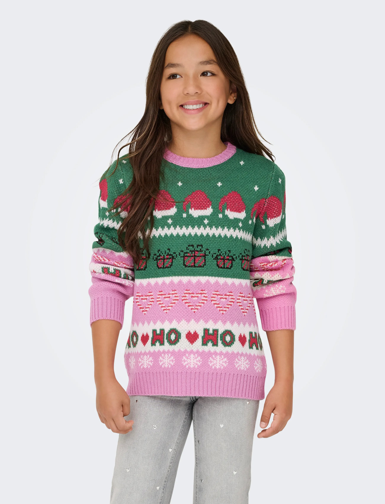 Kids Only Koghoho Xmas Ls Pullover Knt, 122-128, Pink, Strik > Pullovere, Børn