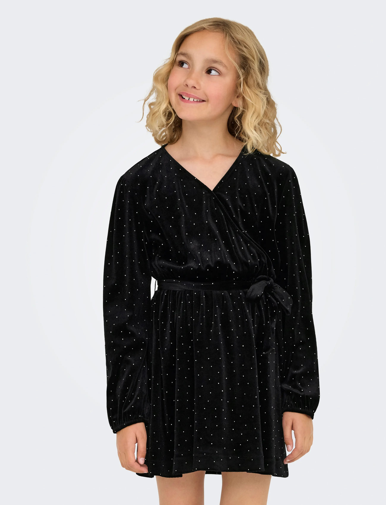 Kids Only Kogvella L/S O-Neck Velvet Dress Jrs, 158-164, Black, Kjoler > Festkjoler, Børn