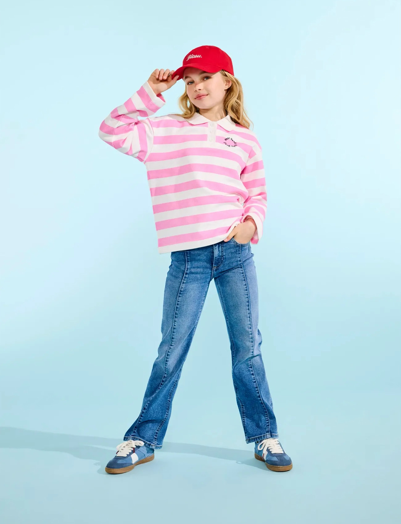 Kids Only Kogesther L/S Polo Emb Vd Swt, 134-140, Pink, Polo Skjorter > Langærmede Polo Shirts, Børn