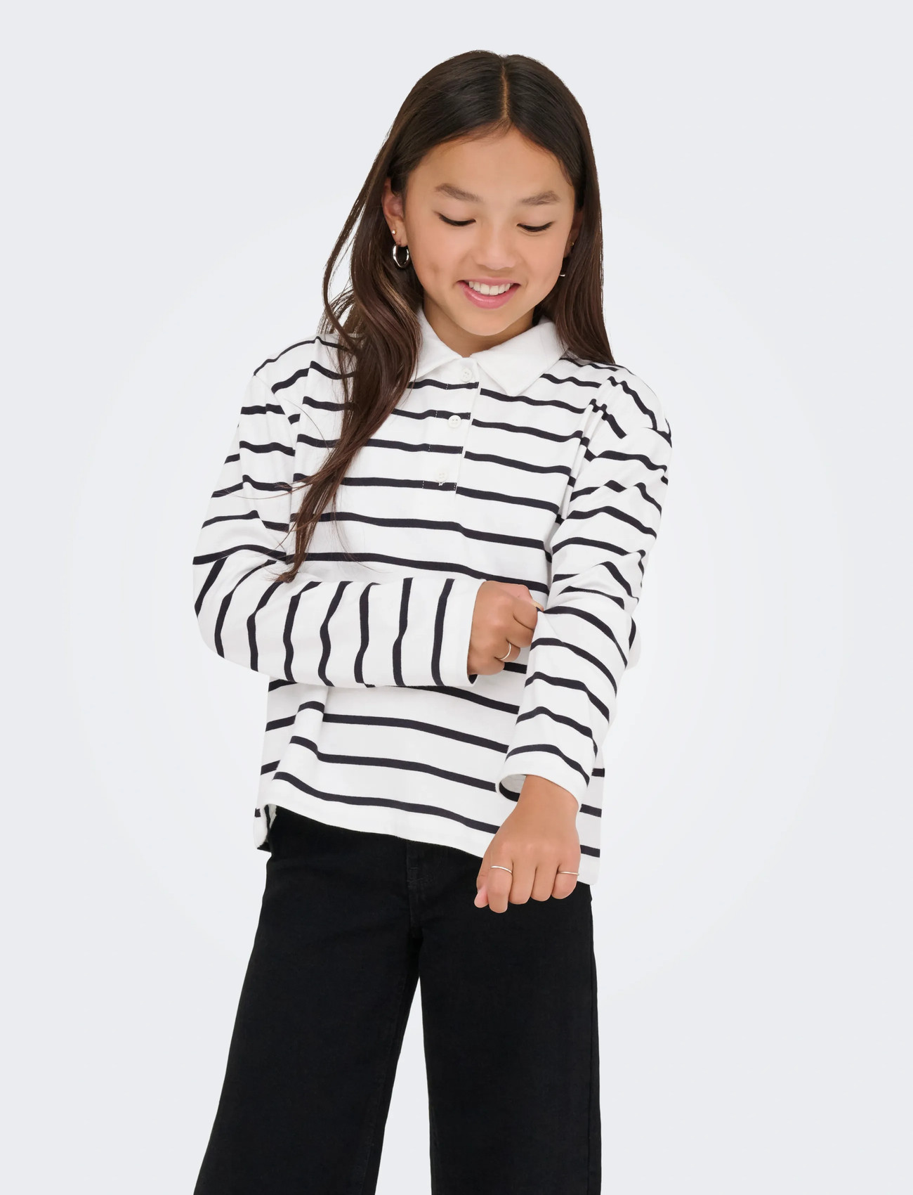 Kids Only Kogsira L/S Polo Cs Jrs, 122-128, White, Polo Skjorter > Langærmede Polo Shirts, Børn