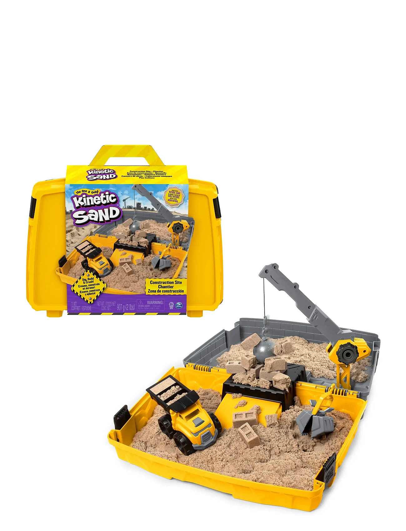 Kinetic Sand Kinetic Sand Construction Folding Sandbox, One Size, Yellow, Håndværk > Legemasse, Børn