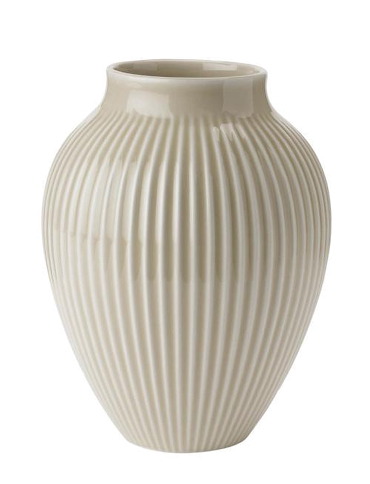 Knabstrup Keramik Knabstrup Vase H 20 Cm Ripple Sand Beige