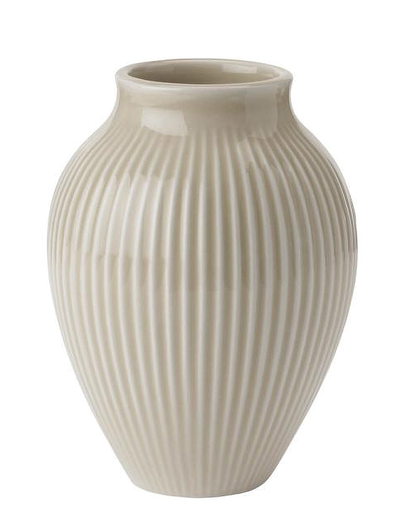 Knabstrup Vase H 12.5 Cm Ripple Sand Beige Knabstrup Keramik