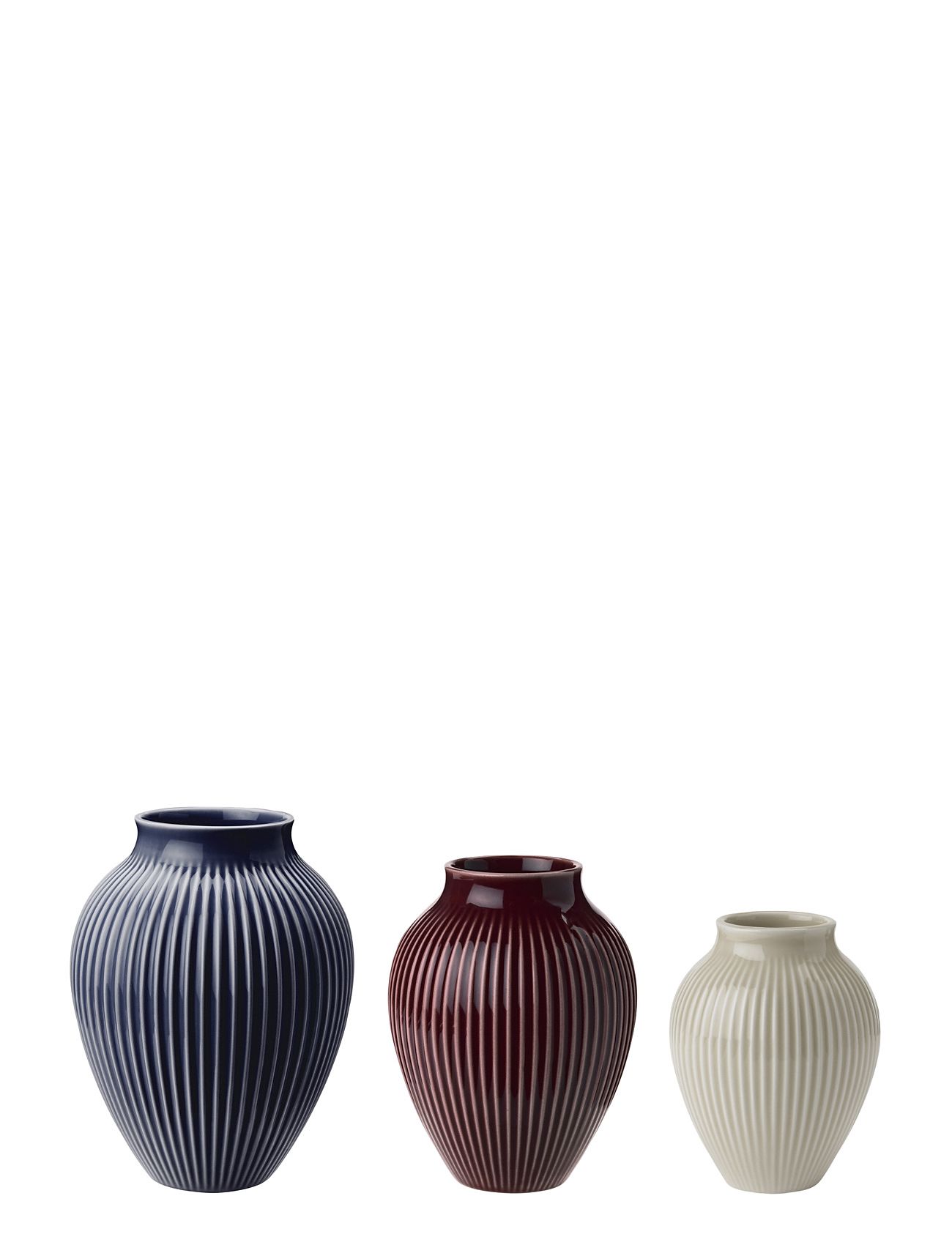 Knabstrup Mini Vase 3 Stk Ripple Berry, Sand, Dark Blue Home Decoration Vases Big Vases Multi/patterned Knabstrup Keramik