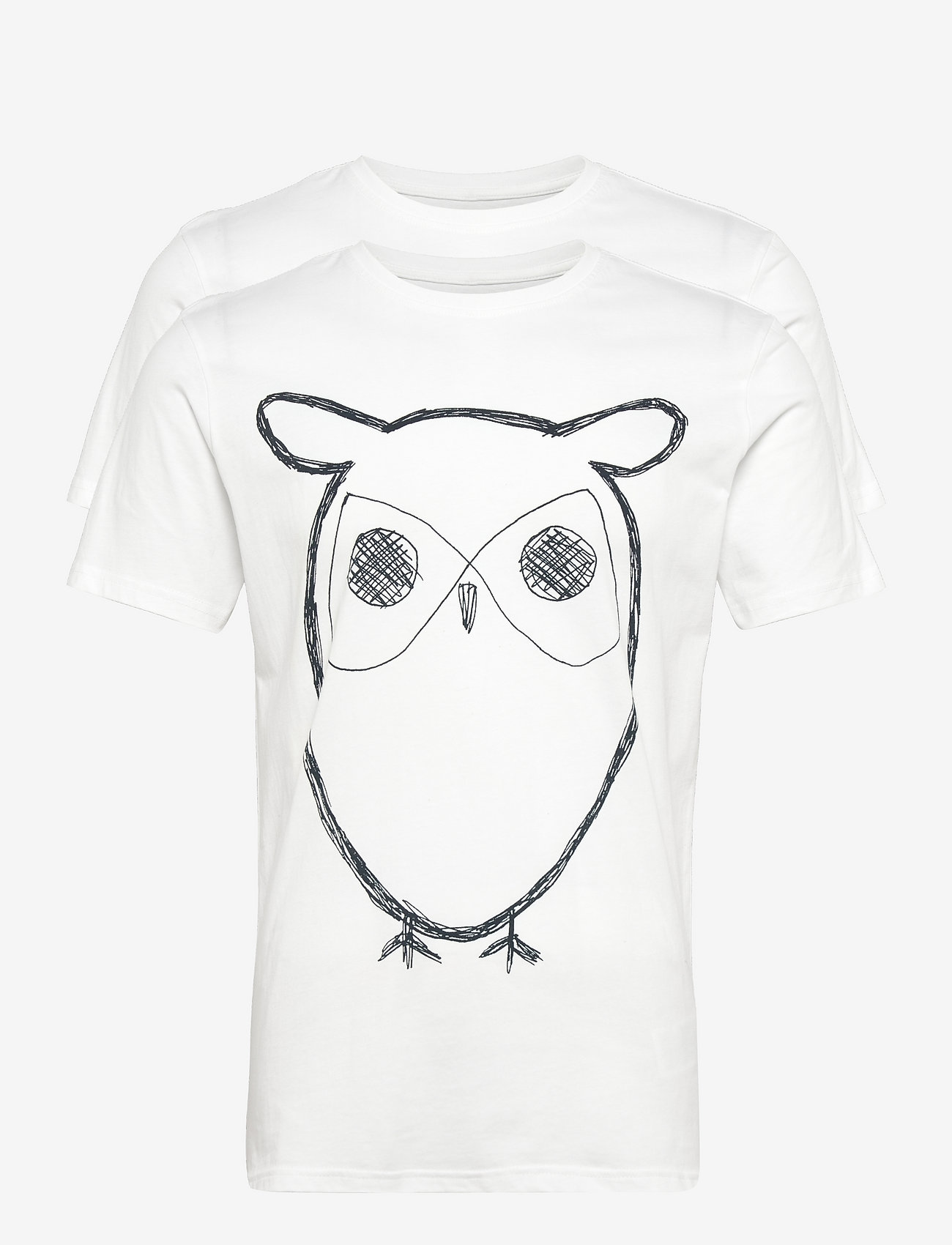 Knowledge Cotton Apparel - ALDER 2 pack big owl tee - flat pac - multipack t-shirts - bright white - 0