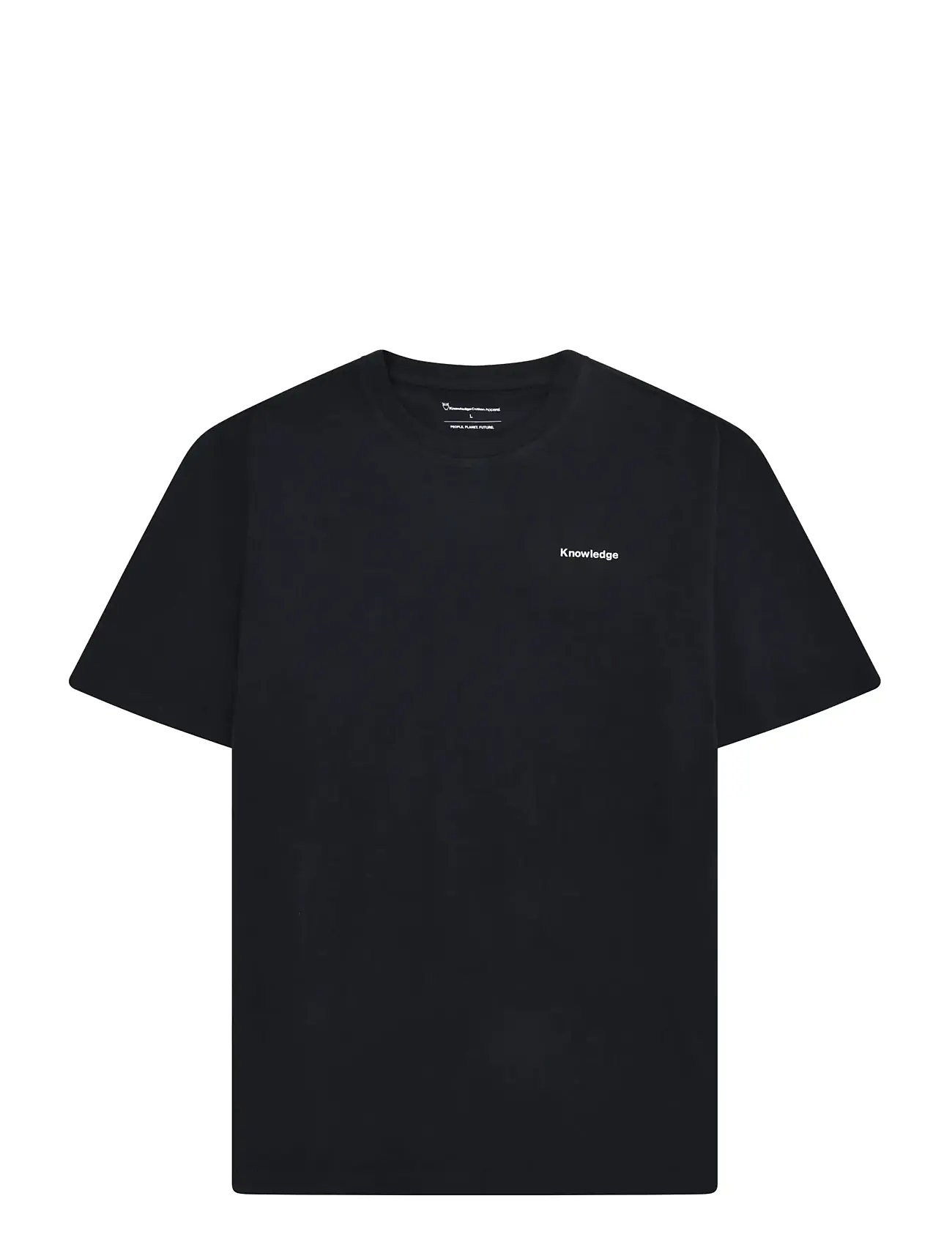 Knowledge Cotton Apparel Back Print T-Shirt, L, Black, T-Shirts > Kortærmede, Herre