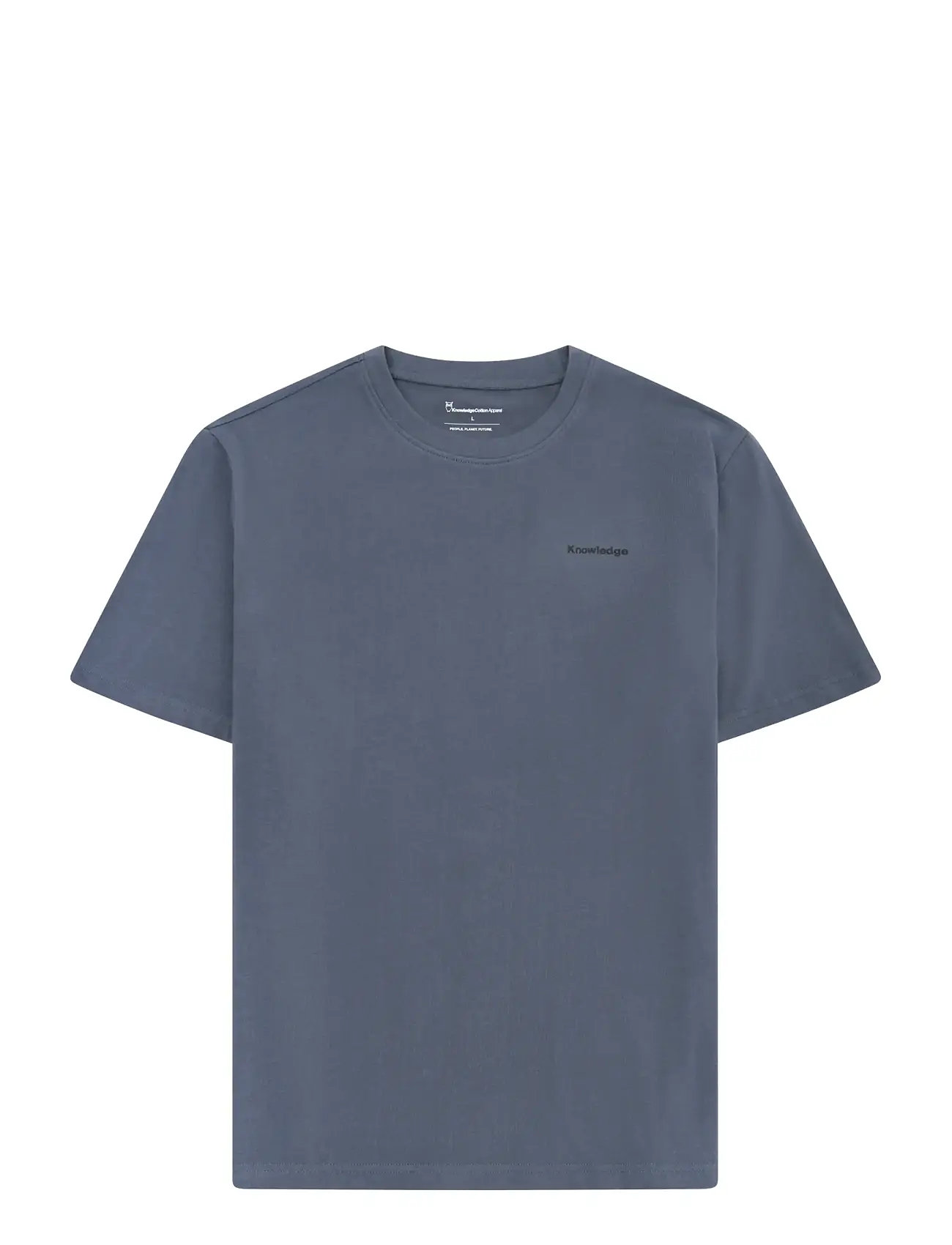 Knowledge Cotton Apparel Back Print T-Shirt, S, Blue, T-Shirts > Kortærmede, Herre