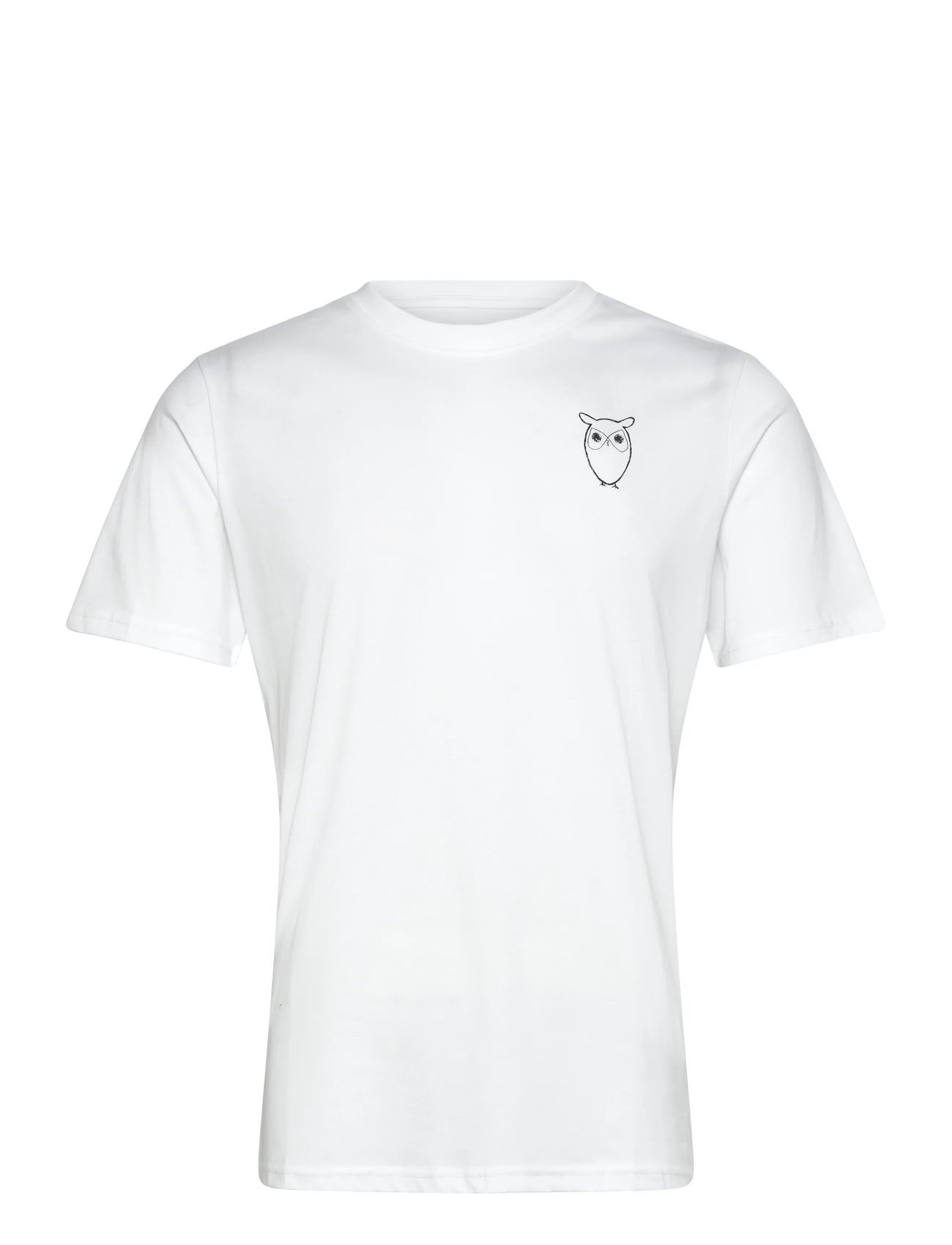 Knowledge Cotton Apparel Alder Owl Chest Print Tee - Gots/Ve, L, White, T-Shirts > Kortærmede, Herre