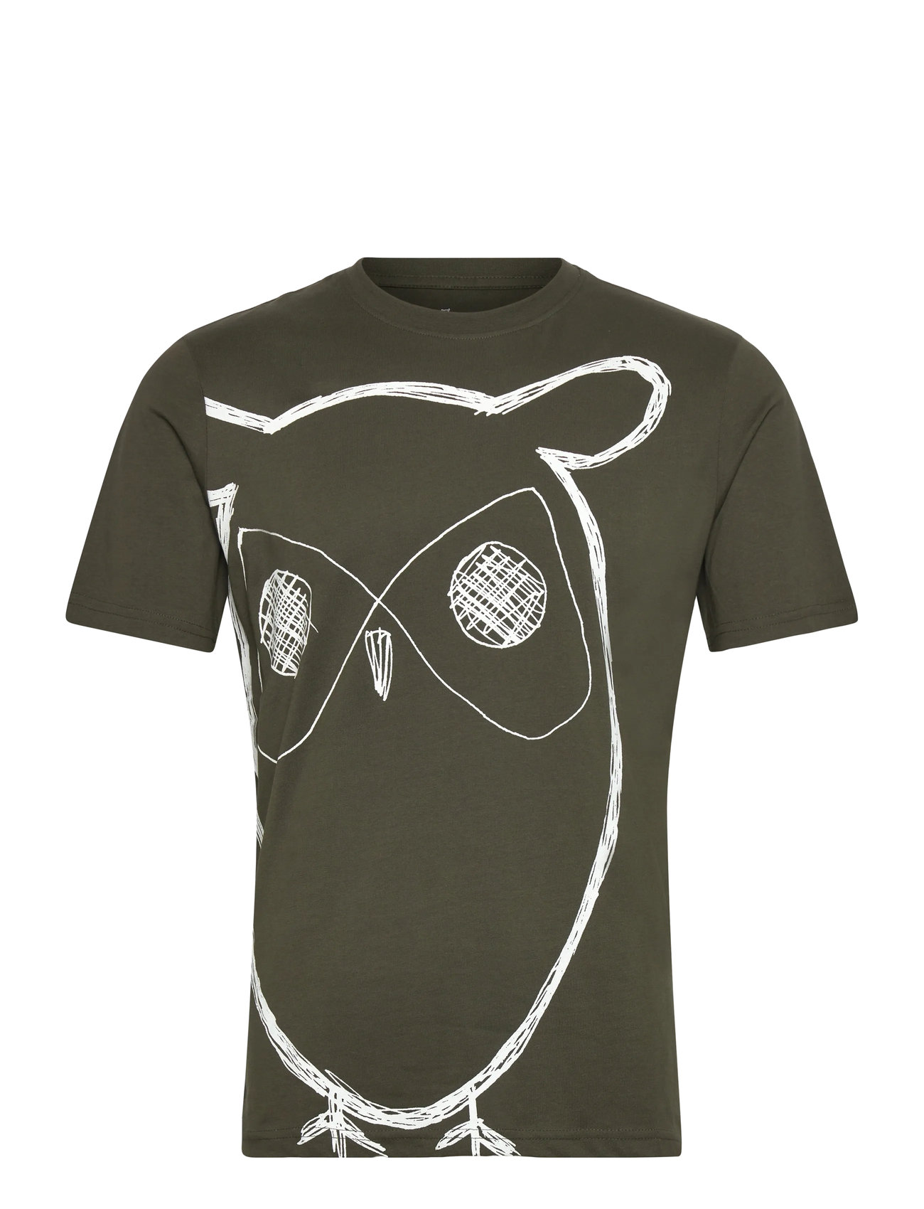 KNOWLEDGE Baumwolle APPAREL Big Owl Print Tee - Gots/Vegan Grün - L - Herren