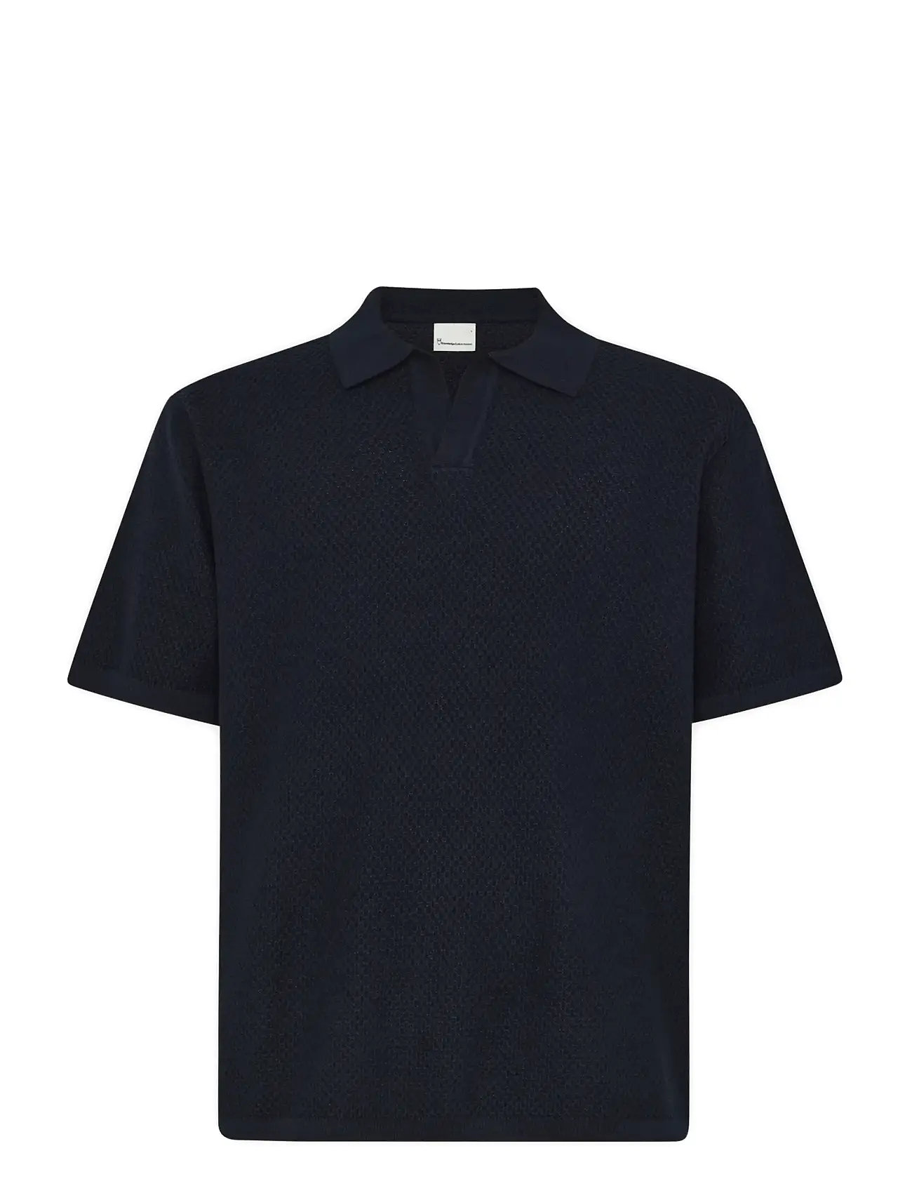 Knowledge Cotton Apparel Knitted Polo, XL, Navy, Poloer > Kortærmede, Herre