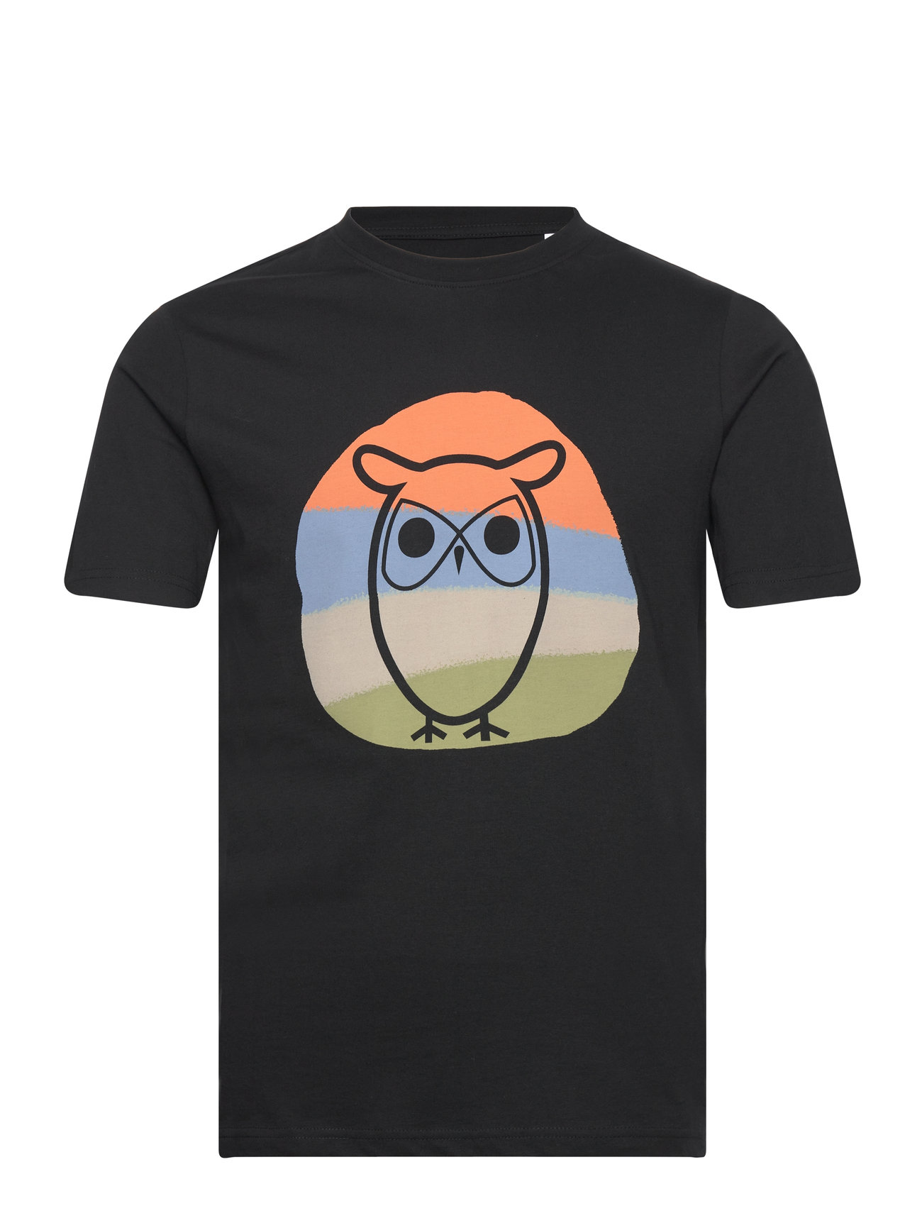 Alder Colored Owl Tee - Gots/Vegan Tops T-Kortærmet Skjorte Black Knowledge Cotton Apparel