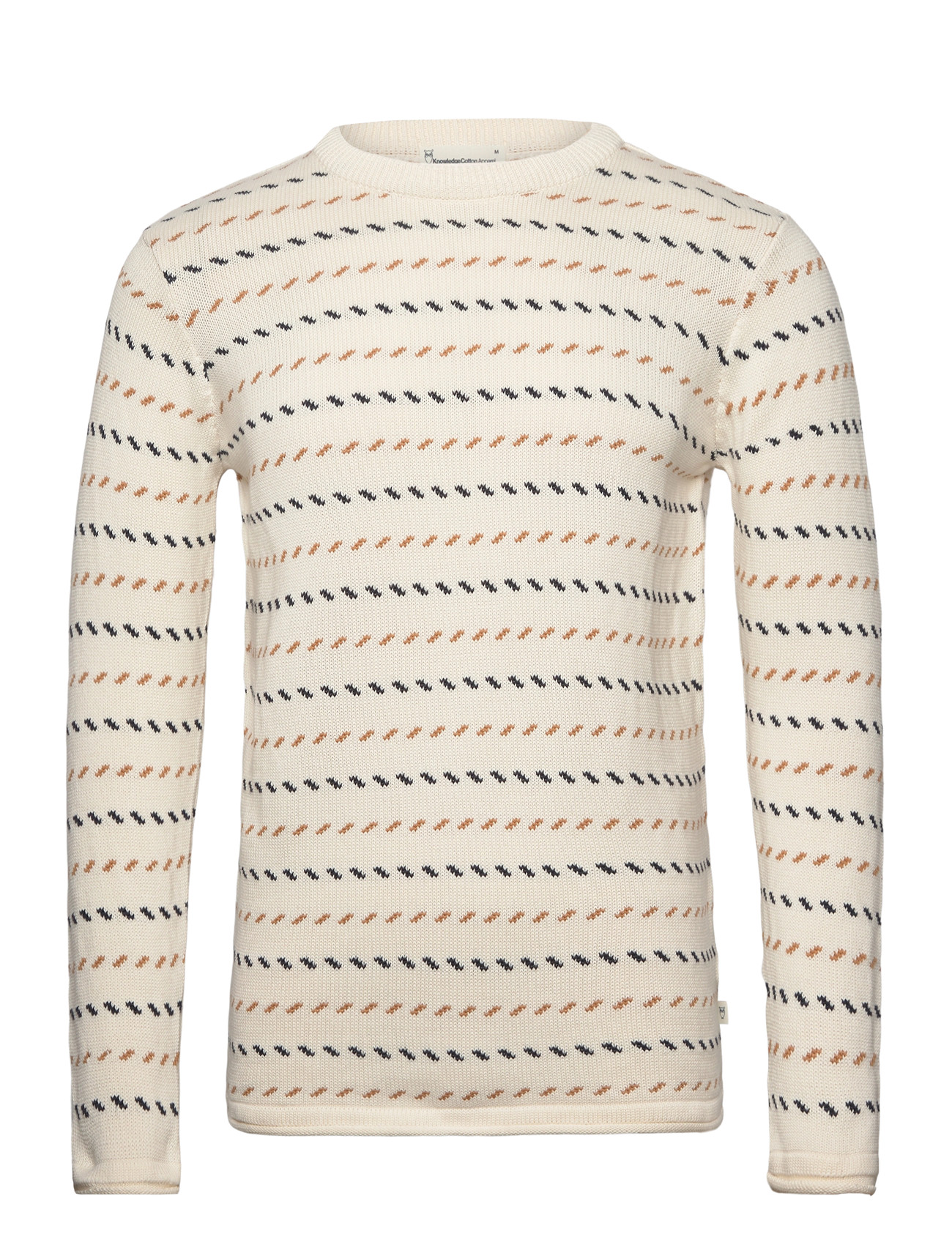 Knowledge Cotton Apparel Organic Cotton Jacquard Knit - Rege, 3XL, Cream, Strik > Runde Halse, Herre
