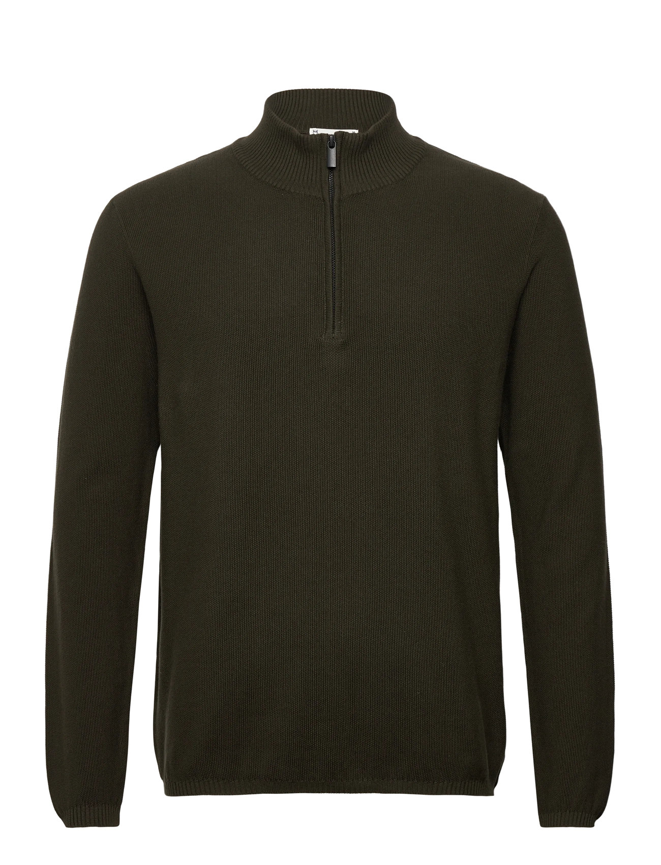 KNOWLEDGE Baumwolle APPAREL Organic Baumwolle Half Zip Pique Knit Khaki - M - Herren