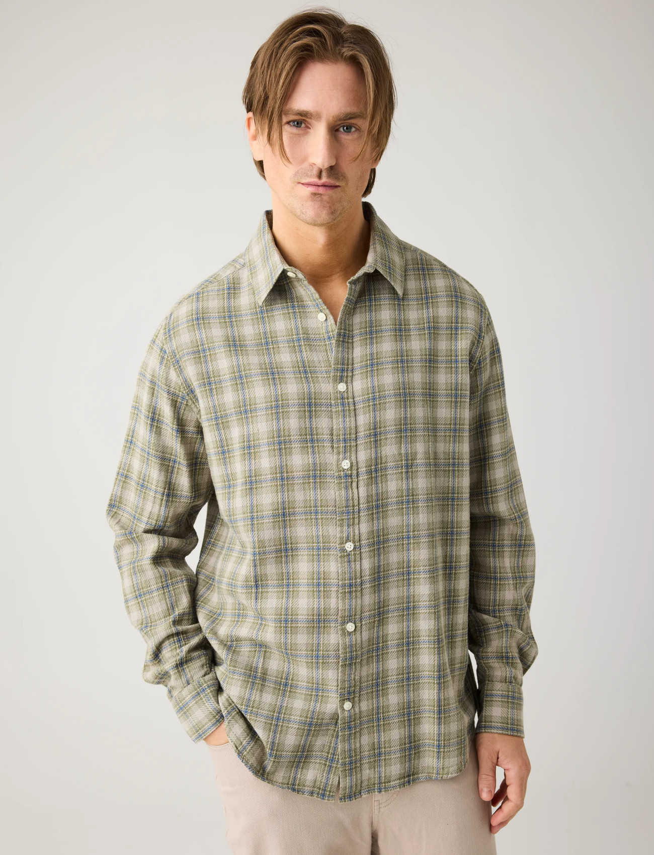 Knowledge Cotton Apparel Loose Check Shirt, XL, Multi/patterned, Shirts > Checkered Shirt, Herre