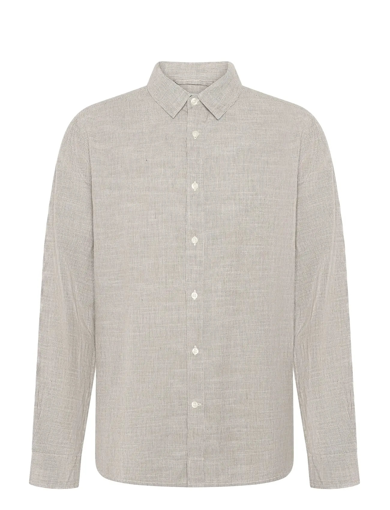 Knowledge Cotton Apparel Dune Regular Stripe Shirt, XXL, Beige, Skjorter > Afslappet Shirts, Herre