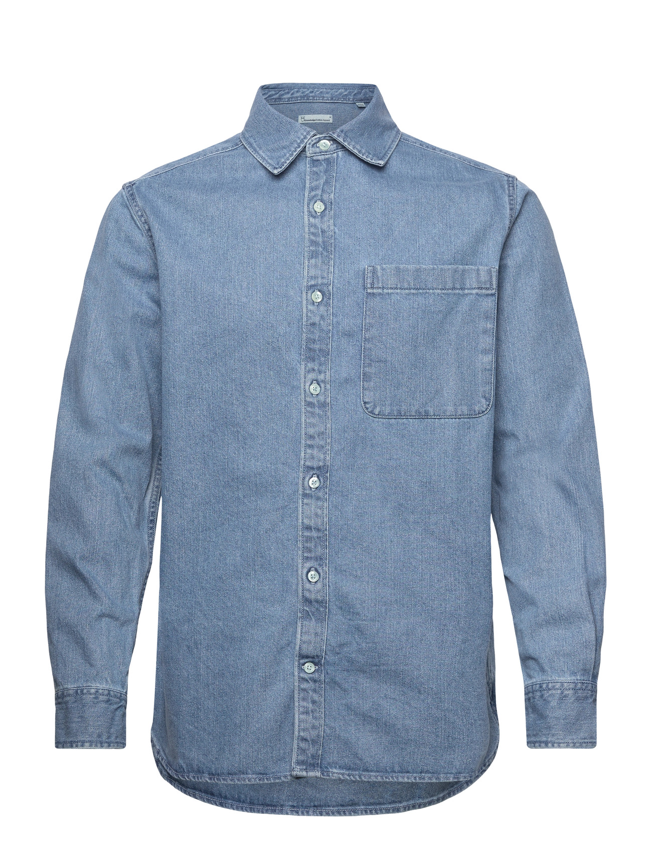 Knowledge Cotton Apparel Organic Cotton Natural Indigo Denim, S, Blue, Skjorter > Denim-Skjorter, Herre