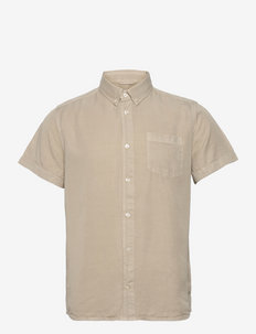 LARCH Tencel garment dyed SS shirt - bolir - light feather gray