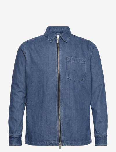 Relaxed denim zip shirt - GOTS/Vega - chemises basiques - medium wash