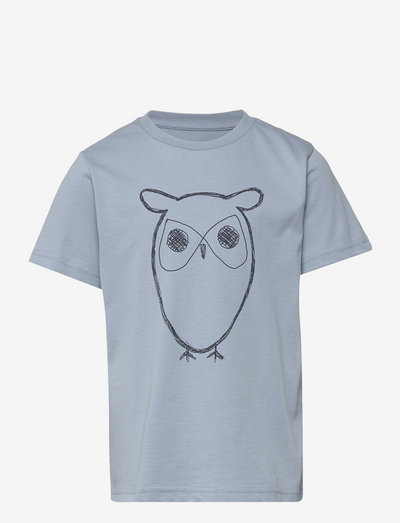 Big owl t-shirt - GOTS/Vegan - lyhythihaiset - asley blue