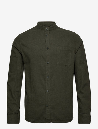 Melangé flannel stand collar custom - basic-hemden - forrest night