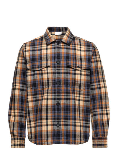 knowledge cotton apparel pine checked overshirt