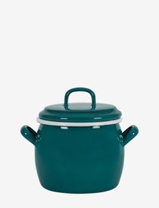 Bellied Pot with lid 0,7 l - steelpannen - kockums blue