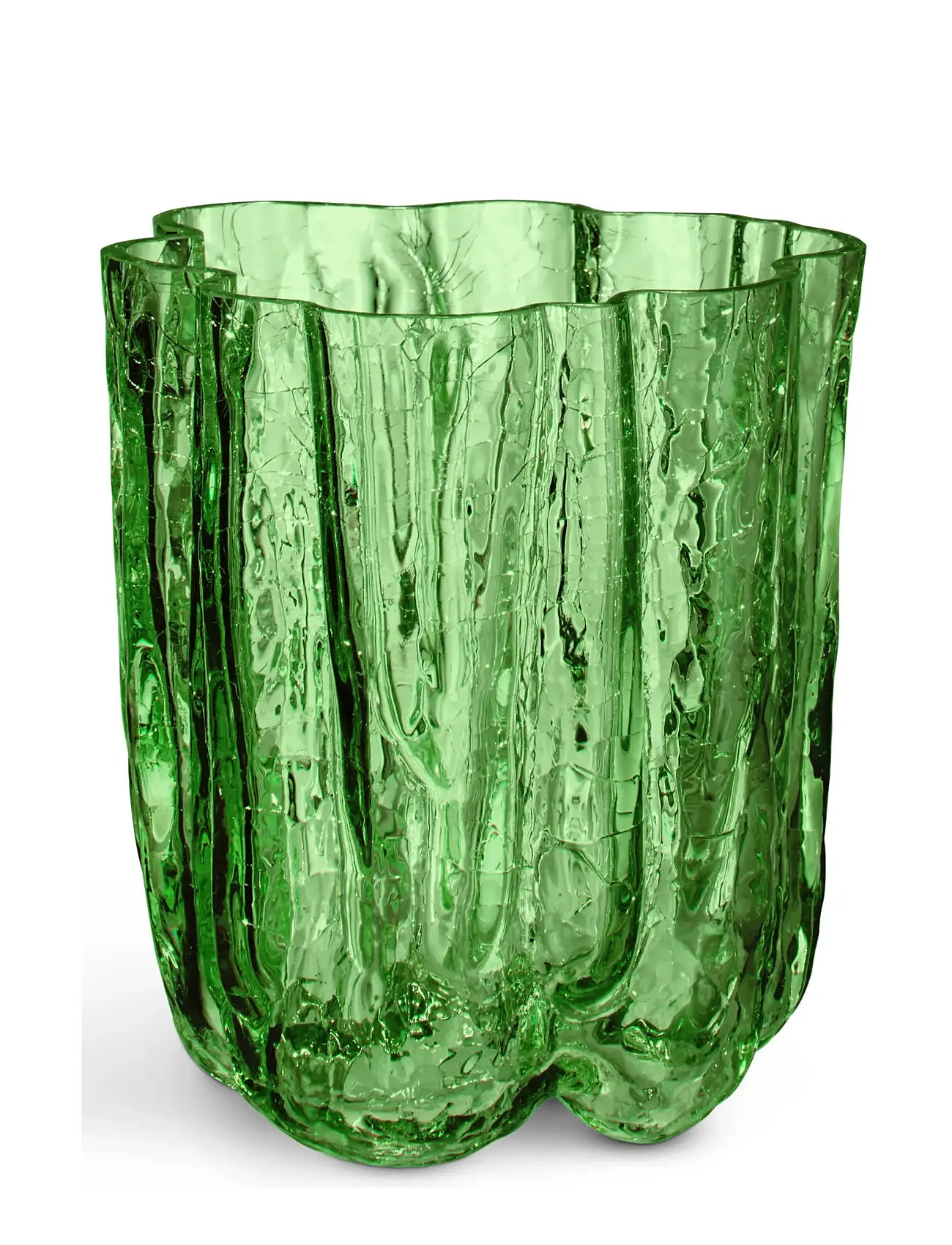 KOSTA BODA Crackle Vas Mörkgrön 121Mm Grün - H12.1CM - Unisex