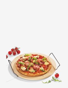 Pizza stone Ø 30cm - pizza utensils - creme/silver