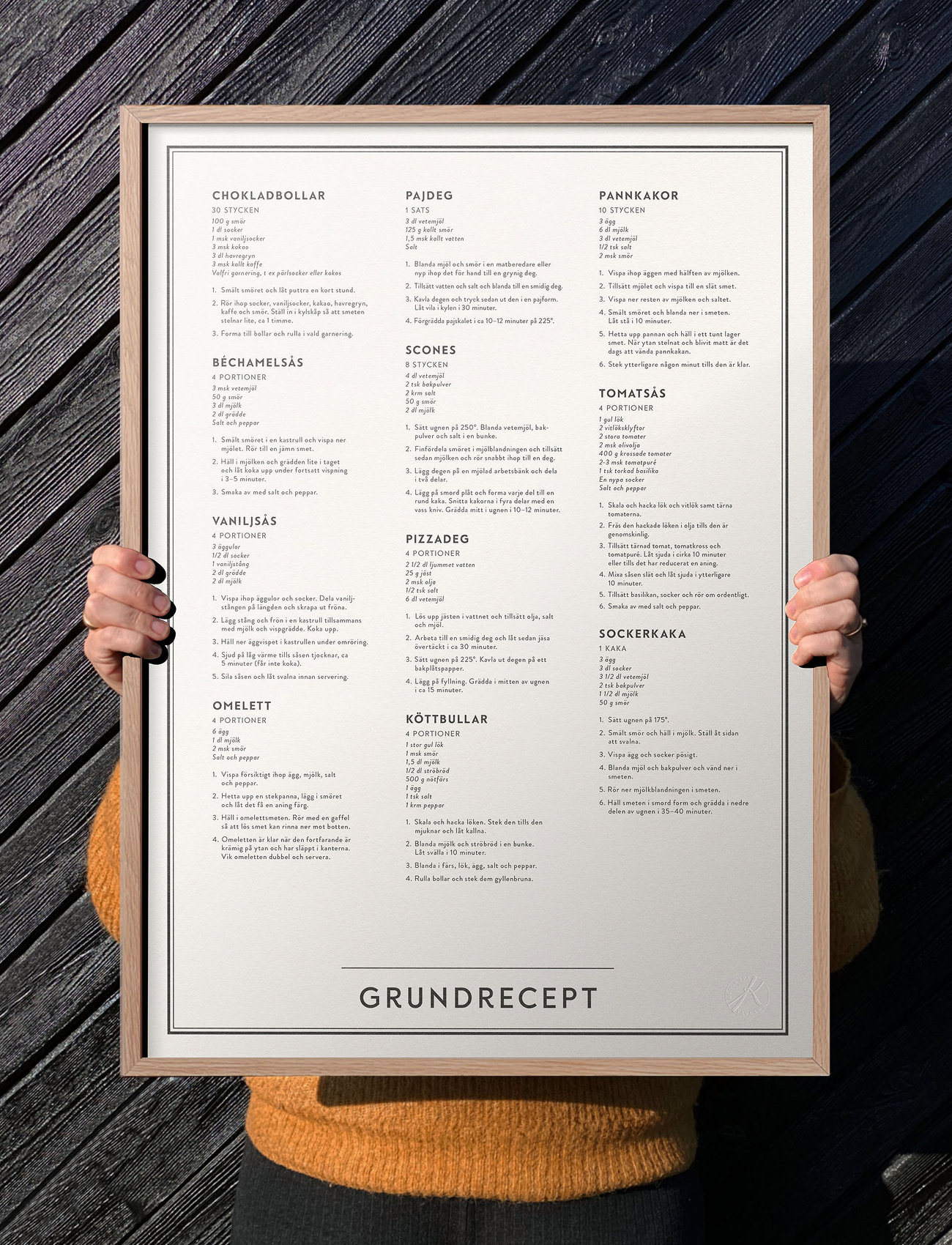 Kunskapstavlan Grundrecept, 30X40, Beige, Dekoration > Plakater & Frames, Unisex
