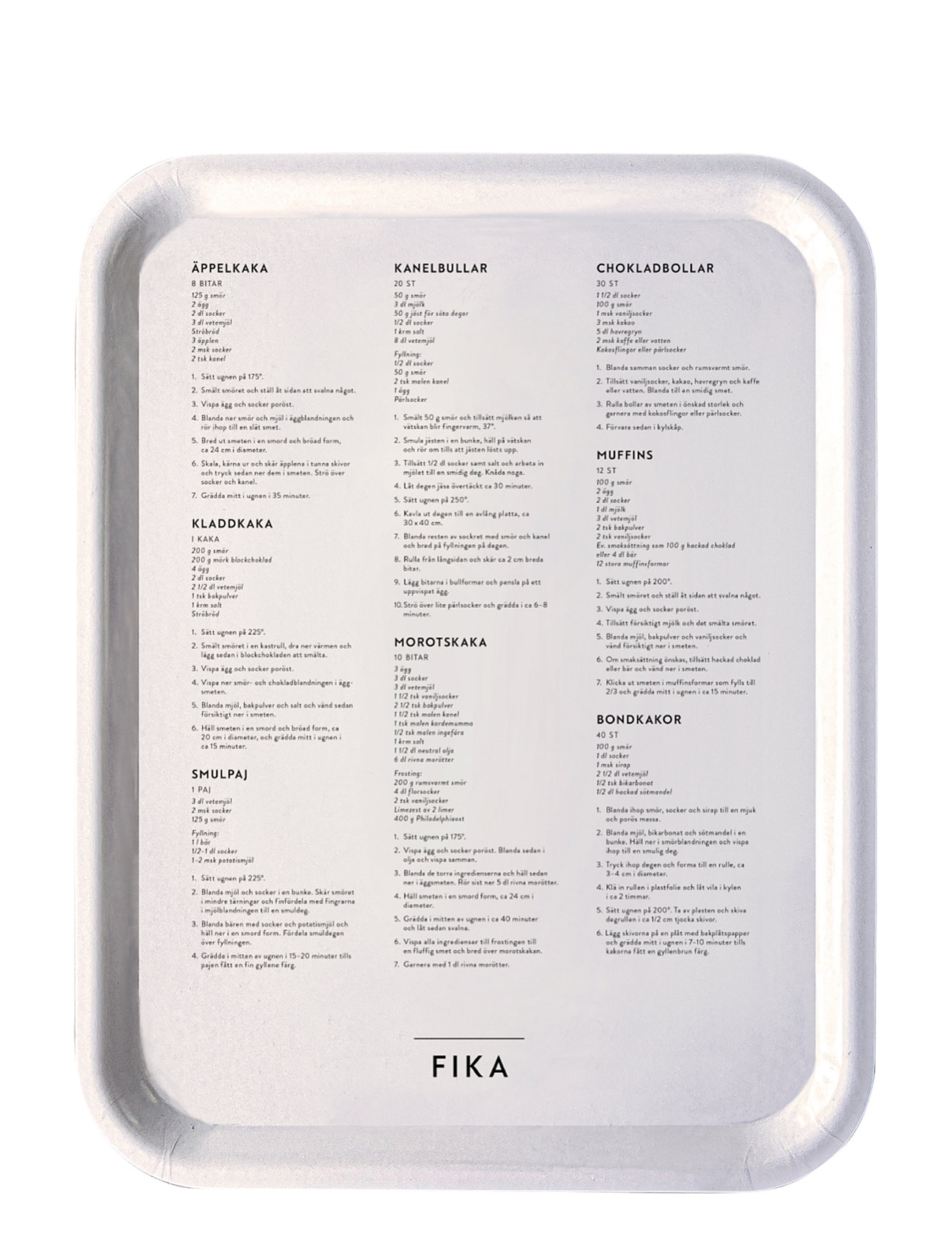 Bricka Fika Home Tableware Dining & Table Accessories Trays White Kunskapstavlan®